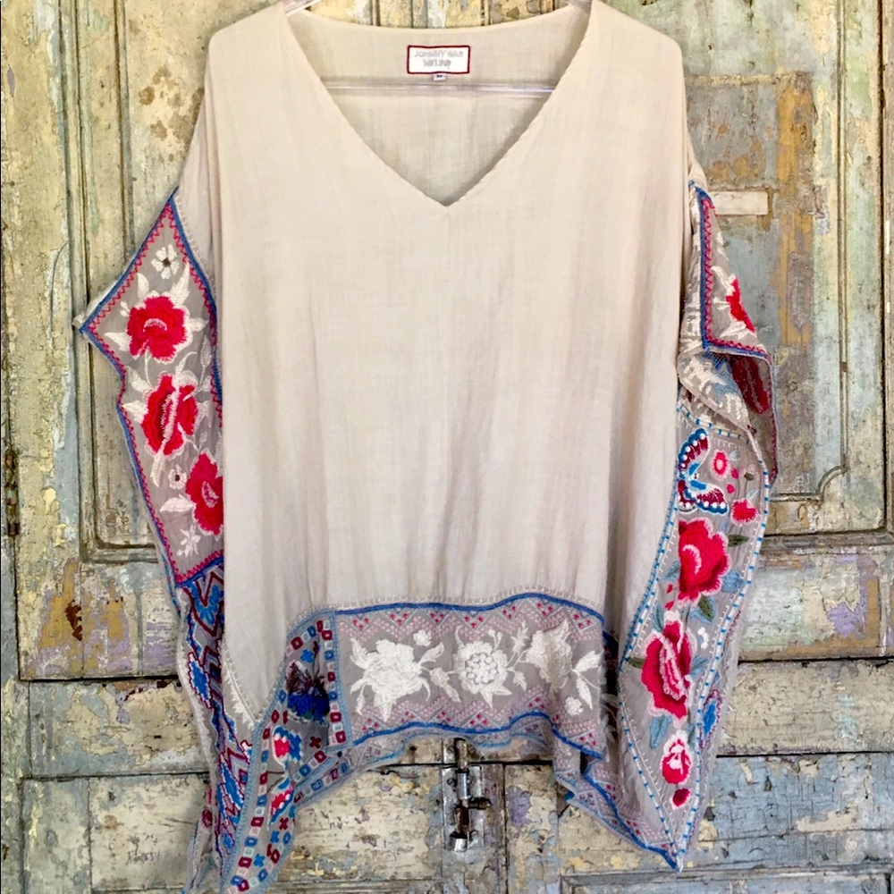 Johnny Was Workshop embroidered caftan poncho top